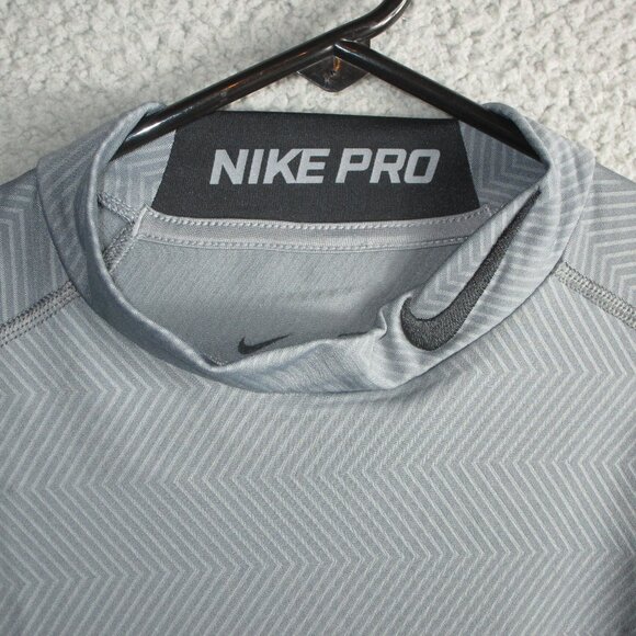 NIKE PRO FITTED DRI-FIT MEN'S L/S SHIRT GRAY BLACK MEDIUM POLYESTER - Picture 1 of 5